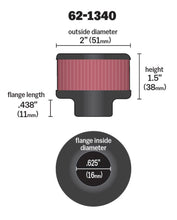 Load image into Gallery viewer, K&amp;N Engineering Air Filters - Universal Fit K&amp;N 0.625 inch ID 2 inch OD 1.5 inch H Clamp On Crankcase Vent Filter