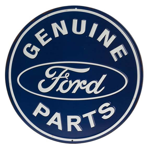 Offroad Trading Company FORD GENUINE PARTS ROUND EMBOSSED TIN SIGN