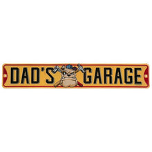 Load image into Gallery viewer, Offroad Trading Company DAD'S GARAGE EMBOSSED TIN STREET SIGN