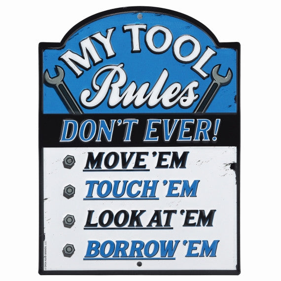 Offroad Trading Company MY TOOL RULES BLUE EMBOSSED TIN SIGN