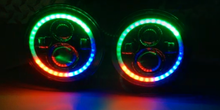 Load image into Gallery viewer, Quake LED Headlight Jeep JK/CJ/TJ 7 Inch 45 Watt High/Low Headlight RGB HD Accent Tempest Series - QTE902