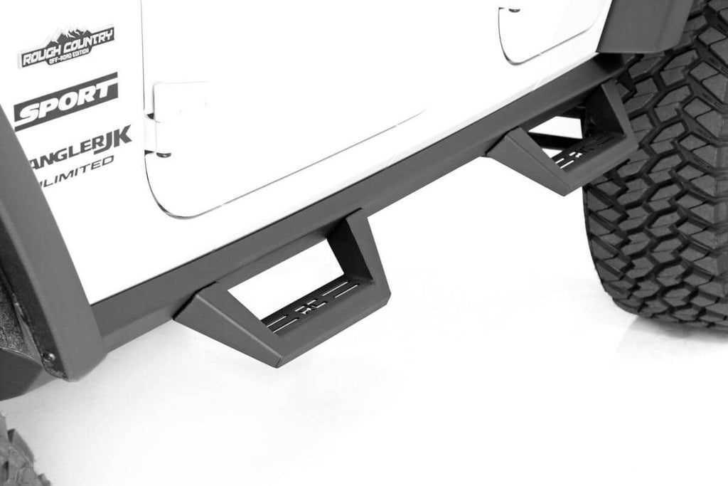 Rough Country Side Steps Jeep Contoured Drop Steps 07-18 Wrangler JK Unlimited 4 Door Rough Country - 90765B