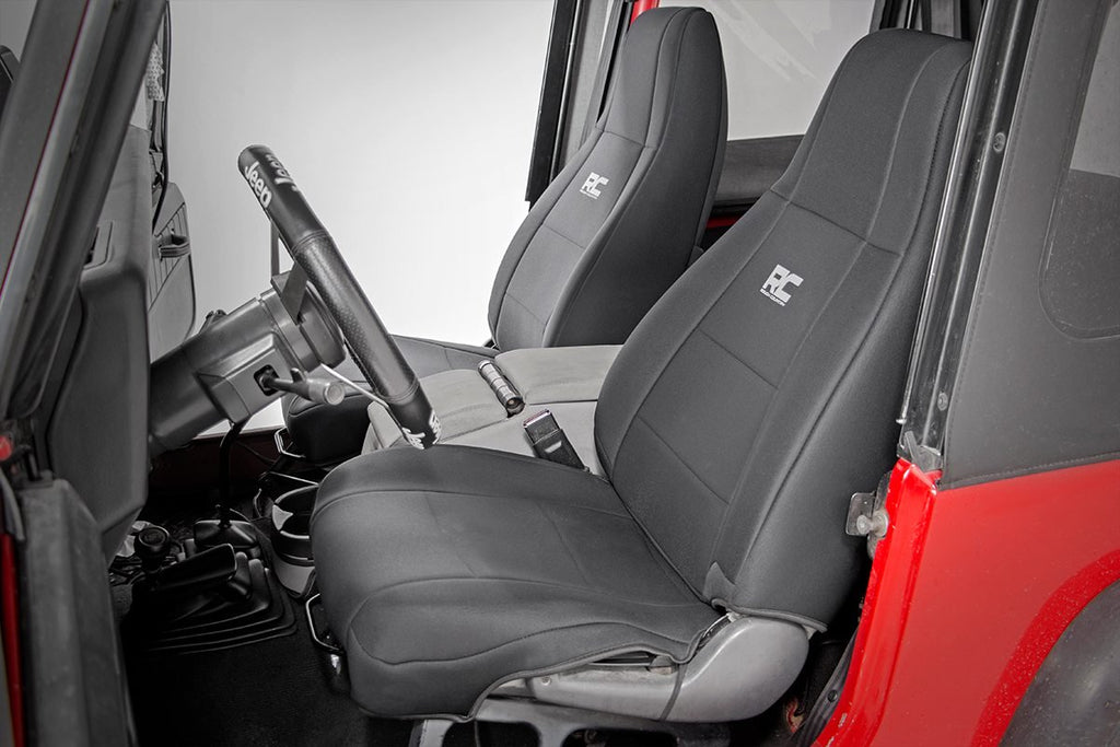 Rough Country Seat Cover Jeep Neoprene Seat Cover Set Black 87-90 Wrangler YJ Rough Country - 91008