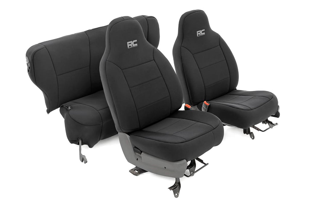 Rough Country Seat Cover Seat Covers Non Detach Headrest Front and Rear 84-96 Jeep Cherokee XJ Rough Country - 91021A