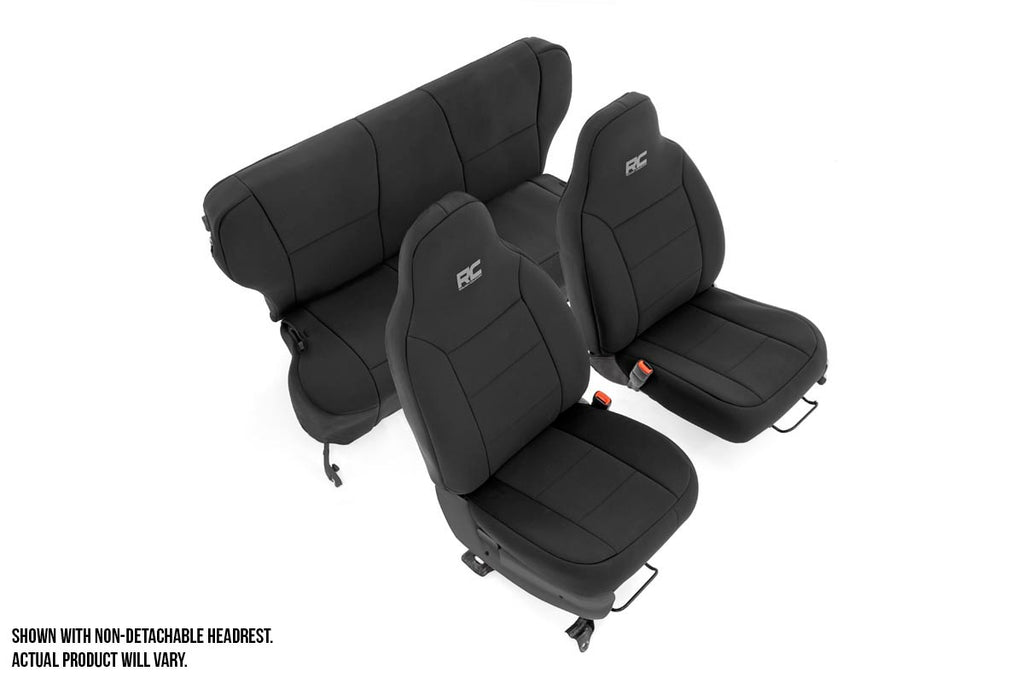 Rough Country Seat Cover Jeep Neoprene Seat Cover Set Black 97-01 XJ w/Detachable Headrest Rough Country - 91023