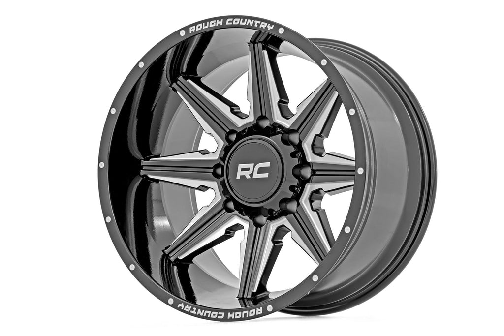 Rough Country Wheels 91 Series Milled One-Piece Gloss Black 22x12 8x170 -44mm Rough Country - 91221211M