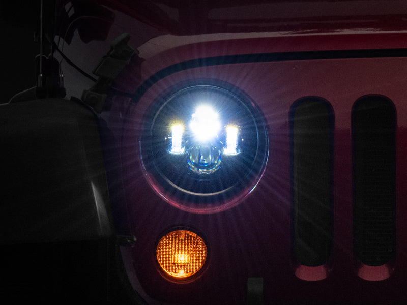 Raxiom Headlights Raxiom 97-18 Jeep Wrangler TJ/JK Axial Series LED Daymaker Headlights- Black Housing (Clear Lens)