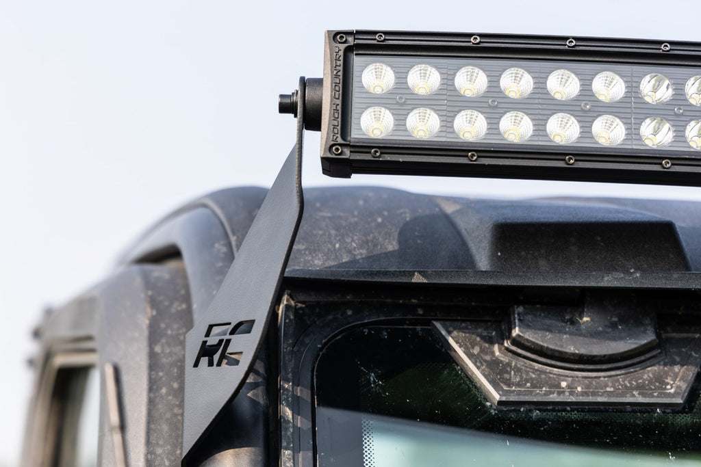 Rough Country LED Light Bars LED Light Front Mount 50 Inch Single Row Black Pair with Factory Wiper 14-22 Polaris Ranger 1000XP Rough Country - 93128