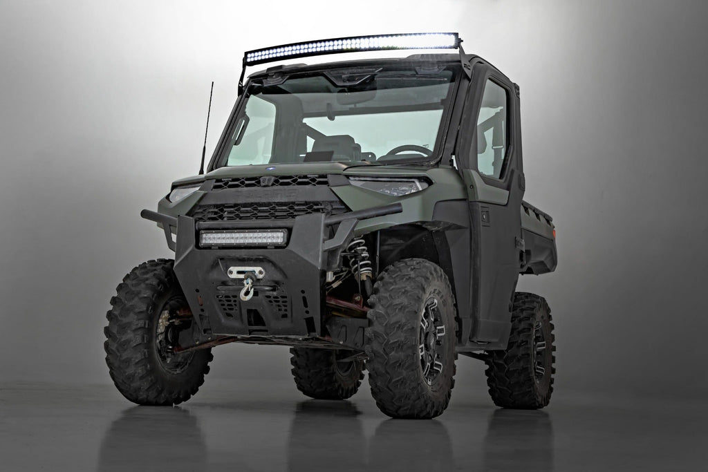 Rough Country LED Light Bars LED Light Front Mount 50 Inch Single Row Black Pair with Factory Wiper 14-22 Polaris Ranger 1000XP Rough Country - 93128