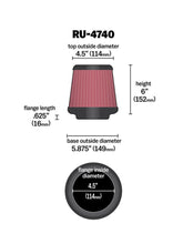 Load image into Gallery viewer, K&amp;N Engineering Air Filters - Universal Fit K&amp;N Filter Universal Rubber Filter Round Tapered 4.5in  Flange 5.875in Base 4.5 inch Top 6in  Height