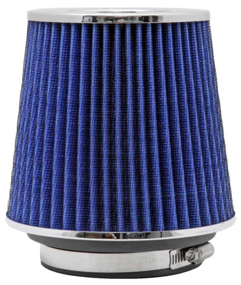 K&N Engineering Air Filters - Universal Fit K&N Universal Air Filter Chrome Round Tapered Blue - 4in Flange ID x 1.125in Flange Length x 5.5in H