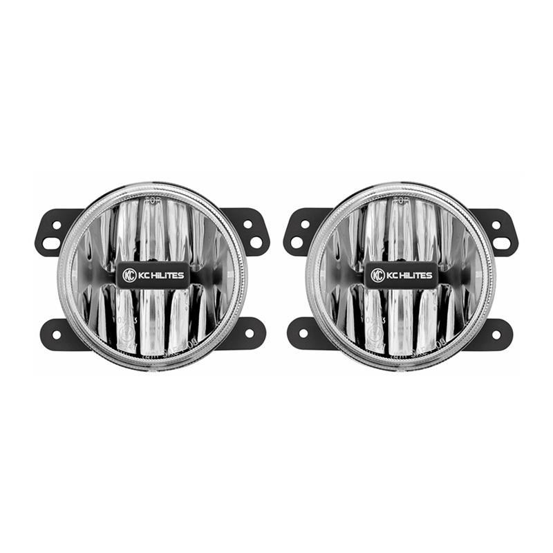 KC HiLiTES Fog Lights KC HiLiTES 10-18 Jeep JK 4in. Gravity G4 LED Light 10w SAE/ECE Clear Fog Beam (Pair Pack System)