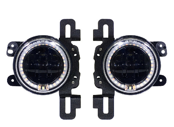 Quake LED Headlight Jeep JL White DRL Halo amber Turn Signal Headlight fog Light Set - QTE962