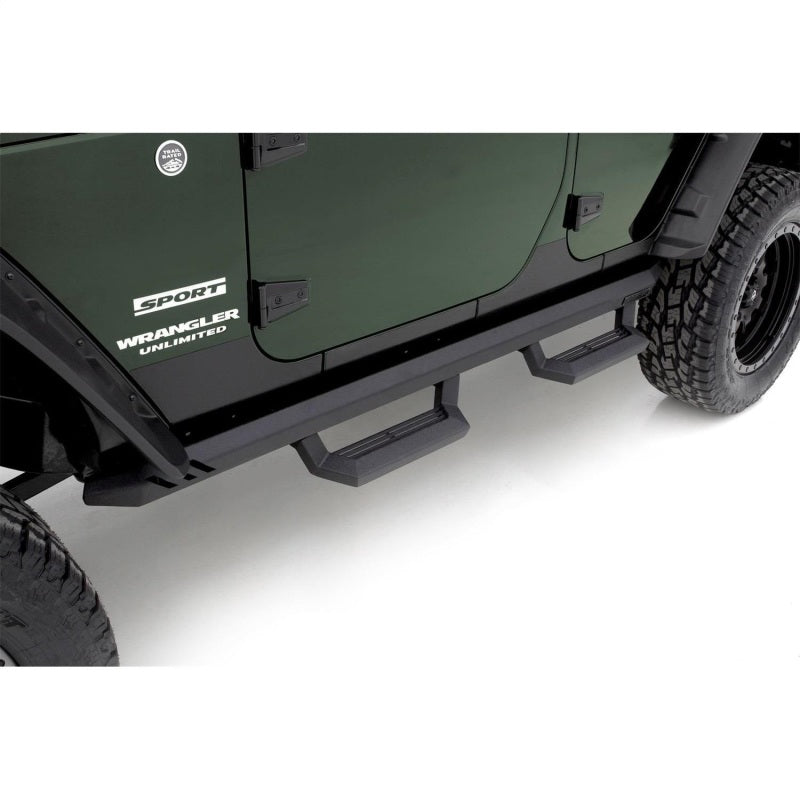 Rampage Side Steps Rampage 1999-2019 Jeep Rock Rail Short Step Universal 4 Piece Set - Black