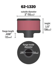 Load image into Gallery viewer, K&amp;N Engineering Air Filters - Universal Fit K&amp;N Clamp On Rubber Base Crankcase Vent Filter 0.375in Flange ID x 2in OD x 1.5in Height