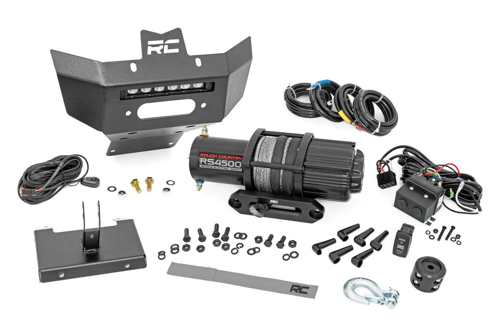 Rough Country Front Winch Bumpers Winch Bumper 4500-Lb Winch Black Series LED 6 Inch Light 13-21 Can-Am Renegade Rough Country - 97071