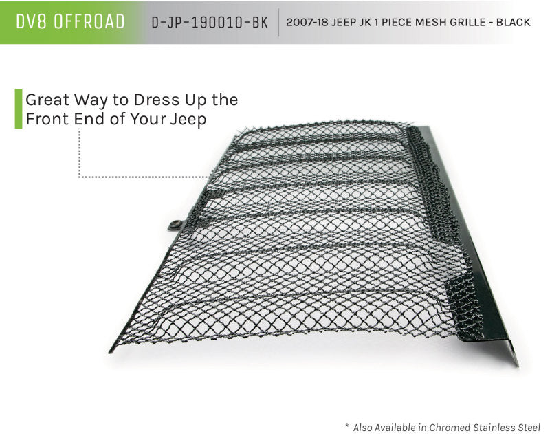 DV8 Offroad Grilles DV8 Offroad 2007-2018 Jeep JK Black Mesh Grille