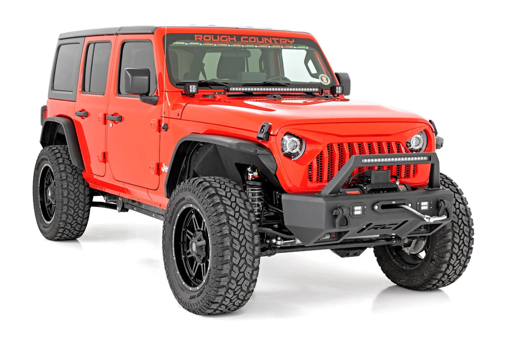 Rough Country Fender Flares High Clearance LED Flat Fender Flare Kit UV Treated Jeep Wrangler JL (18-23) Rough Country - 99036