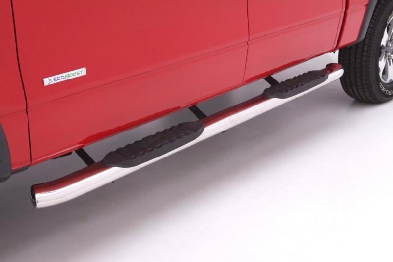 LUND Nerf Bars Lund 99-16 Ford F-250 Super Duty SuperCab 5in. Curved Oval SS Nerf Bars - Polished