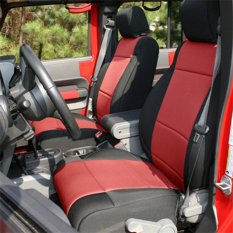 Rugged Ridge Seat Covers Rugged Ridge Seat Cover Kit Black/Red 07-10 Jeep Wrangler JK 2dr