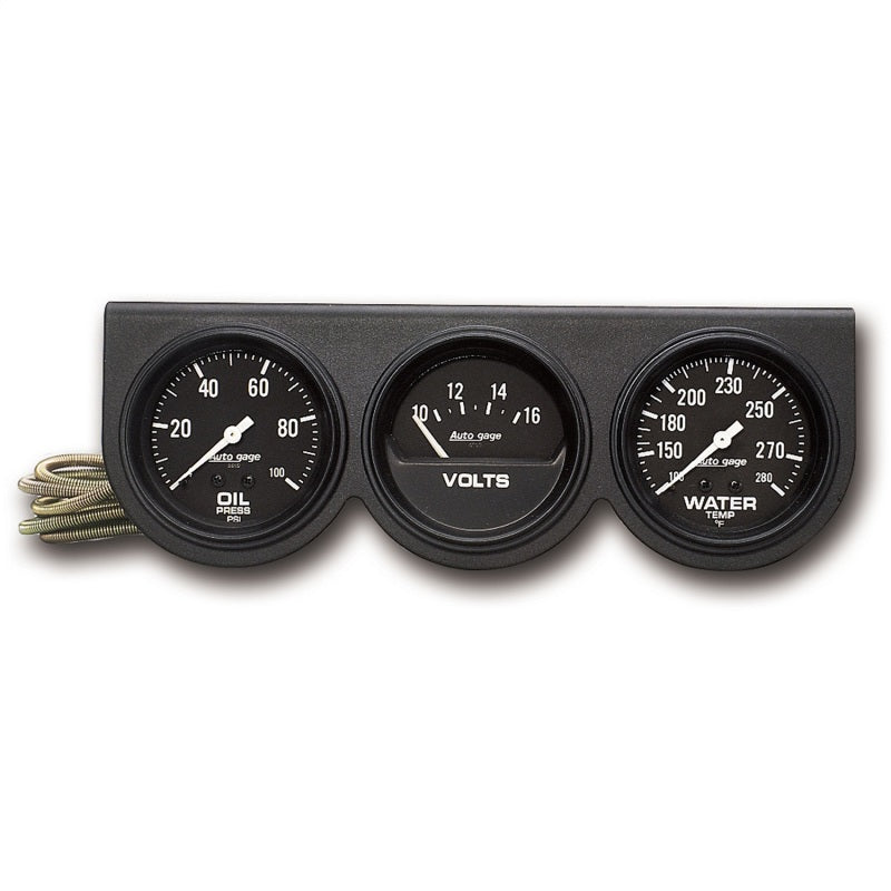 AutoMeter Gauges Autometer Autogage 66.7mm Mech 0-100PSI/0-16Volts/130-280 Deg F Oil Press/Volt/Water Temp Gauge