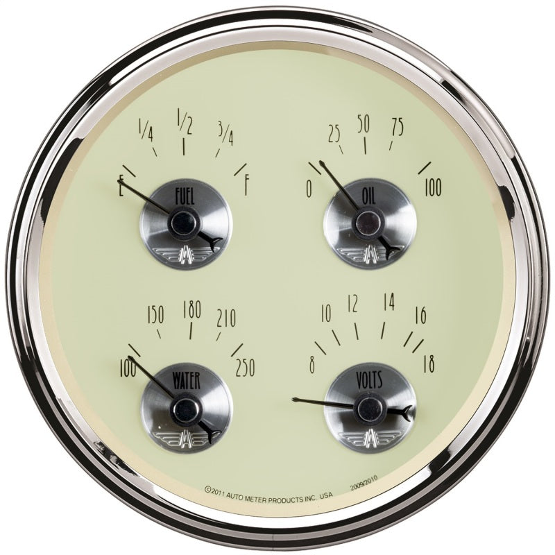 AutoMeter Gauges AutoMeter Gauge Quad 5in. 240 Ohm(e) to 33 Ohm(f) Elec Prestige Antq. Ivory