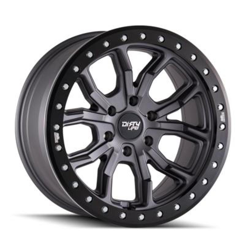Dirty Life Wheels - Cast Dirty Life 9303 DT-1 17x9/5x127 BP/-12mm Offset/78.1mm Hub Matte Gunmetal Wheel - Beadlock