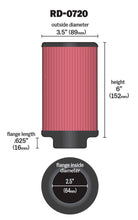 Load image into Gallery viewer, K&amp;N Engineering Air Filters - Universal Fit K&amp;N Universal Rubber Filter 2.5in Flange ID x 3.5in OD x 6in Height