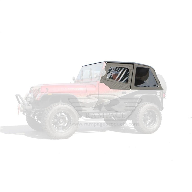 Rampage Soft Tops Rampage 1992-1995 Jeep Wrangler(YJ) Frameless Soft Top Kit - Black Diamond