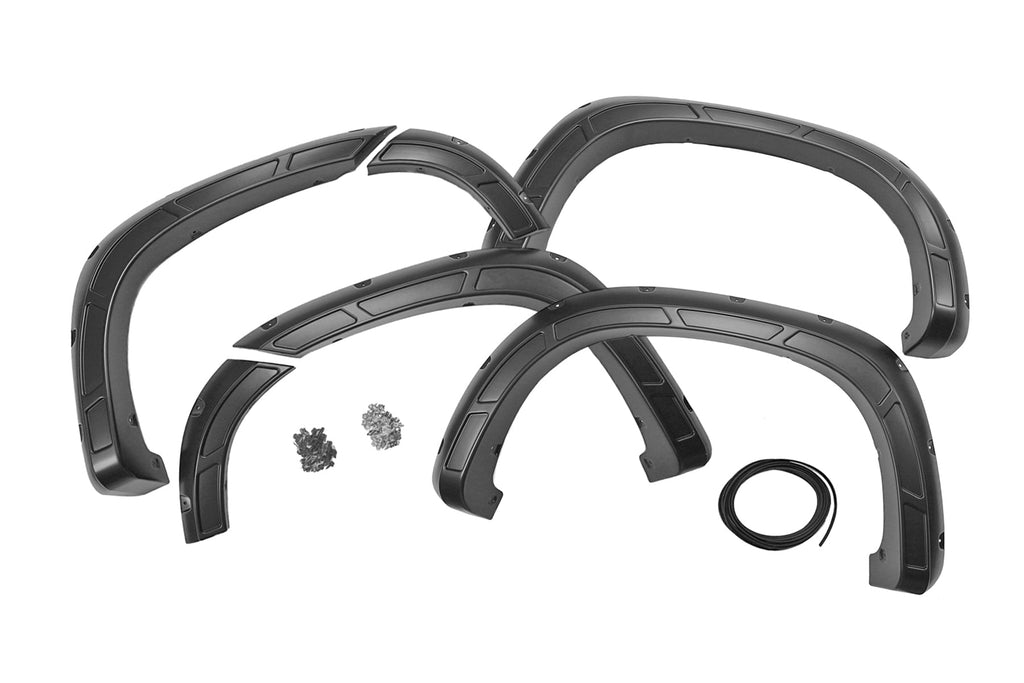 Rough Country Fender Flares Defender Pocket Fender Flares Flat Black Chevy Silverado 1500 2WD/4WD (19-23) Rough Country - A-C12211
