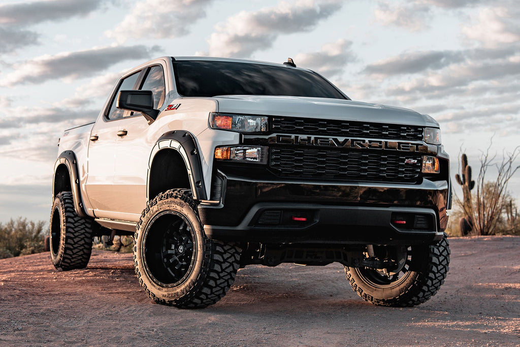 Rough Country Fender Flares Defender Pocket Fender Flares Flat Black Chevy Silverado 1500 2WD/4WD (19-23) Rough Country - A-C12211