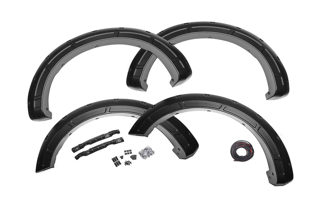 Rough Country Fender Flares Defender Pocket Fender Flares Flat Black Ford F-150 2WD/4WD (15-20) Rough Country - A-F11811