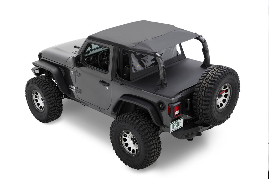 Bestop Soft Top Header Safari Cable Style Bikini - '18-22 Wrangler JL 2-Door (Black Diamond) - 52607-35