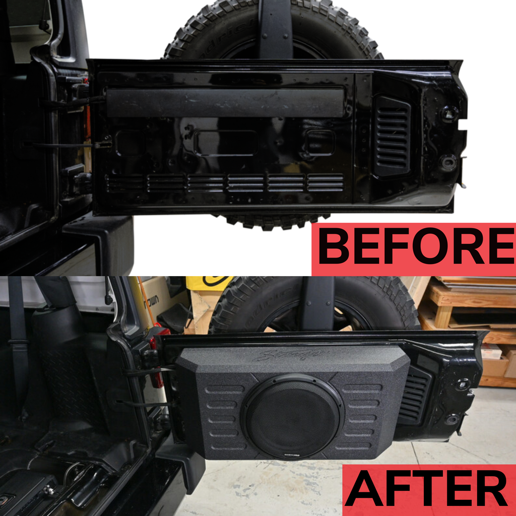 Stinger Off-Road Audio 12" Swing Gate-Mounted 800 Watt Loaded Subwoofer Enclosure for Jeep Wrangler JK/JKU and JL/JLU