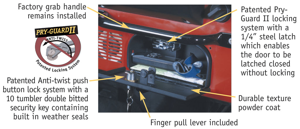 Tuffy Security Products Glove Box Glove Box - '55-86 CJ / '81-85 Scrambler CJ8 (Locking; Black) - 035-01