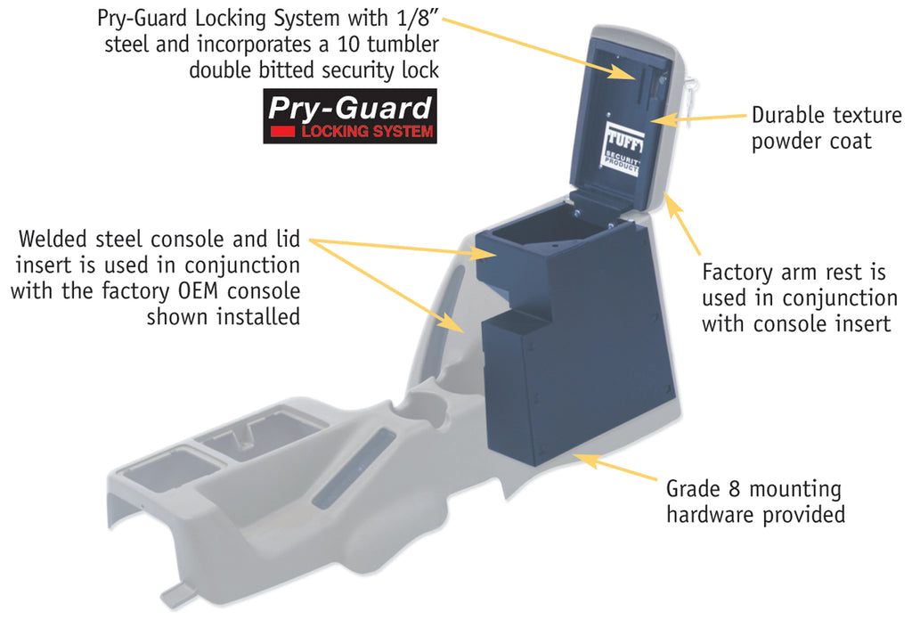 Tuffy Security Products Center Console Insert Console Safe - '97-00 Wrangler TJ; w/ Factory Console (Black) - 062-01