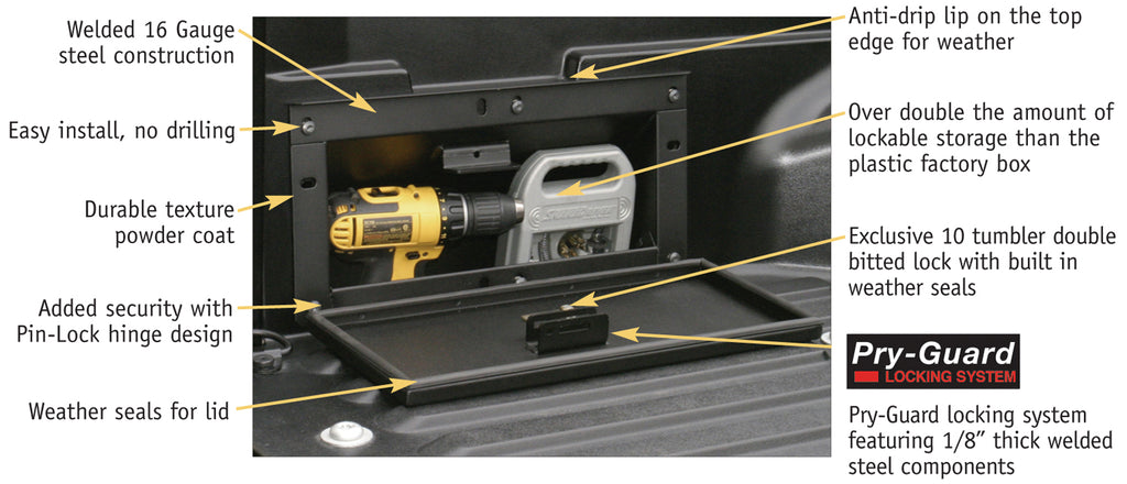 Tuffy Security Products Truck Bed Storage Box Truck Bed Side Lockbox - '05-22 Tacoma (Black) - 161-01
