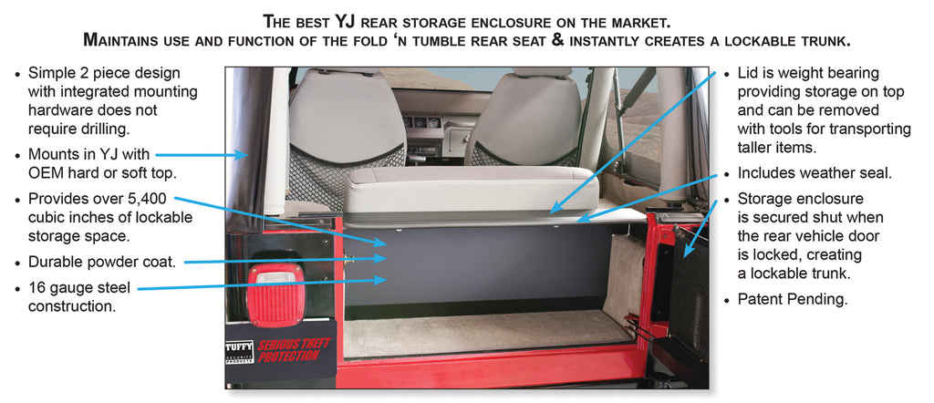 Tuffy Security Products Cargo Area Security Enclosure Standard Cargo Enclosure - '87-95 Wrangler YJ (Black) - 297-01