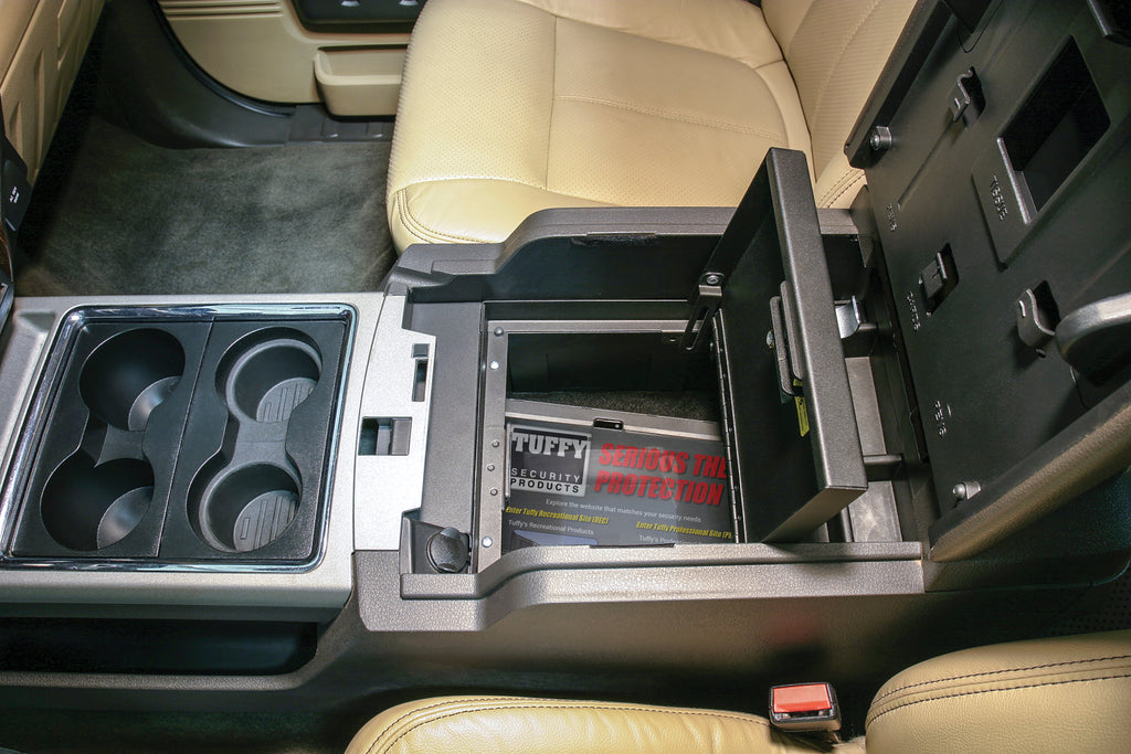 Tuffy Security Products Center Console Insert Console Safe - '11-16 F-250/350/450/550 Super Duty; w/ Flow-Thru Console (Black) - 322-01