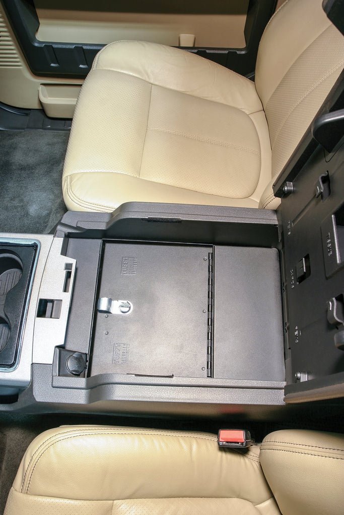 Tuffy Security Products Center Console Insert Console Safe - '11-16 F-250/350/450/550 Super Duty; w/ Flow-Thru Console (Black) - 322-01