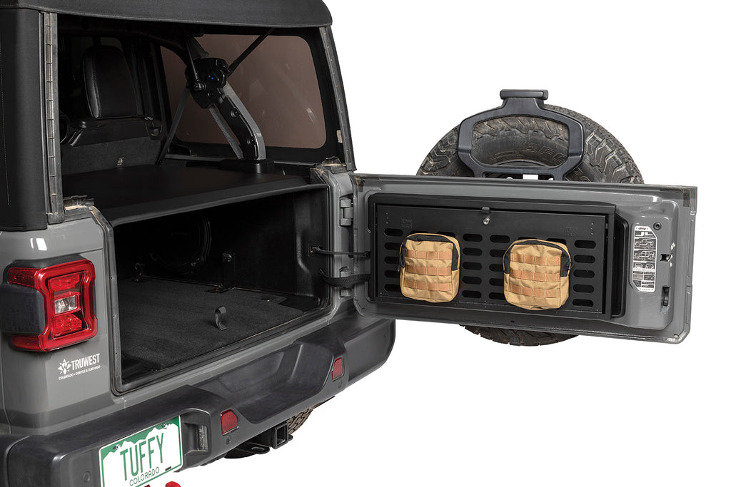 Tuffy Security Products Tailgate Organizer Tailgate Lockbox - '18-23 Wrangler JL (MOLLE Panel; Black) - 365-01