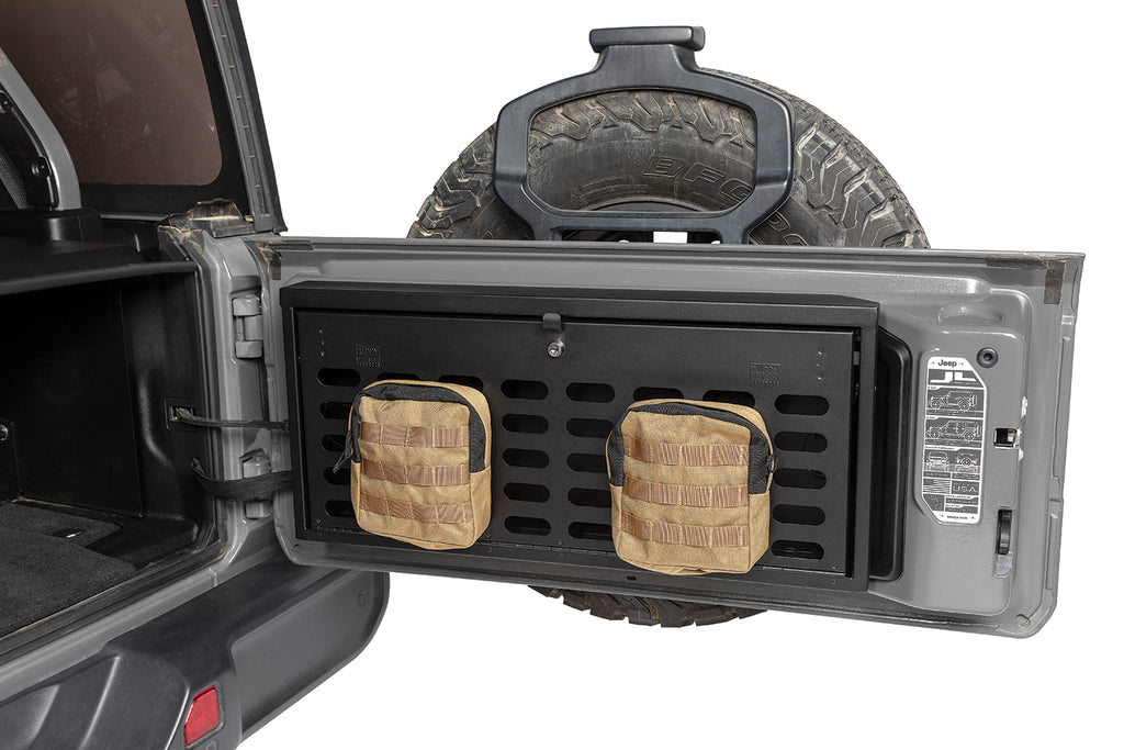 Tuffy Security Products Tailgate Organizer Tailgate Lockbox - '18-23 Wrangler JL (MOLLE Panel; Black) - 365-01