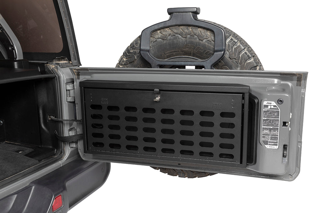 Tuffy Security Products Tailgate Organizer Tailgate Lockbox - '18-23 Wrangler JL (MOLLE Panel; Black) - 365-01