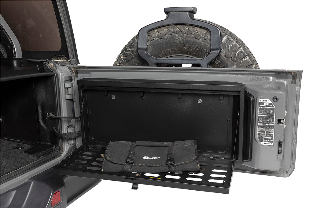 Tuffy Security Products Tailgate Organizer Tailgate Lockbox - '18-23 Wrangler JL (MOLLE Panel; Black) - 365-01