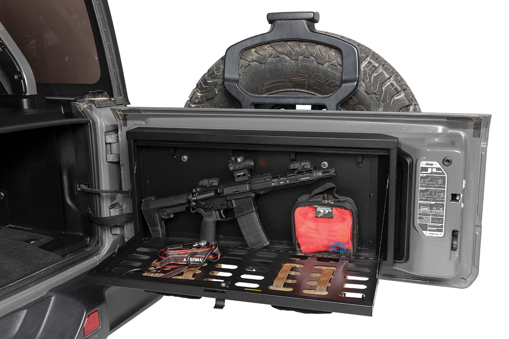 Tuffy Security Products Tailgate Organizer Tailgate Lockbox - '18-23 Wrangler JL (MOLLE Panel; Black) - 365-01