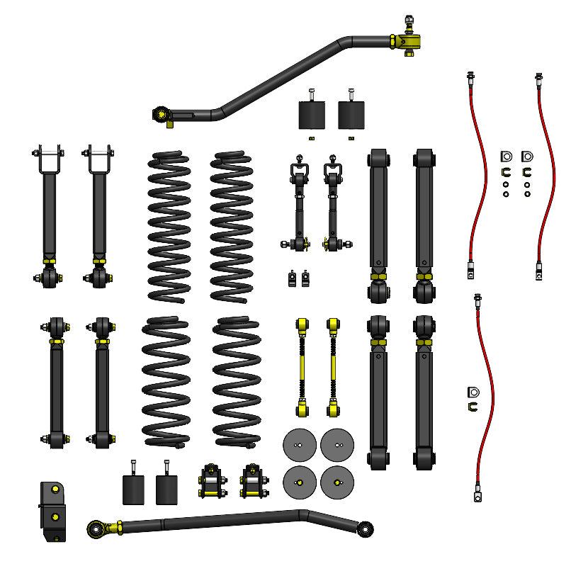 Clayton Off Road Lift Kits Jeep TJ 4.0 Inch Overland Plus Short Arm Lift Kit For 97-06 Wrangler TJ/LJ Clayton Offroad - COR-3005040