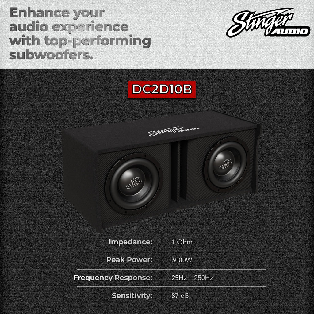 Stinger Off-Road Audio Dual 10" 3,000 Watt DC2 Series Peak Power Loaded Vented Subwoofer Enclosure (1 Ω)