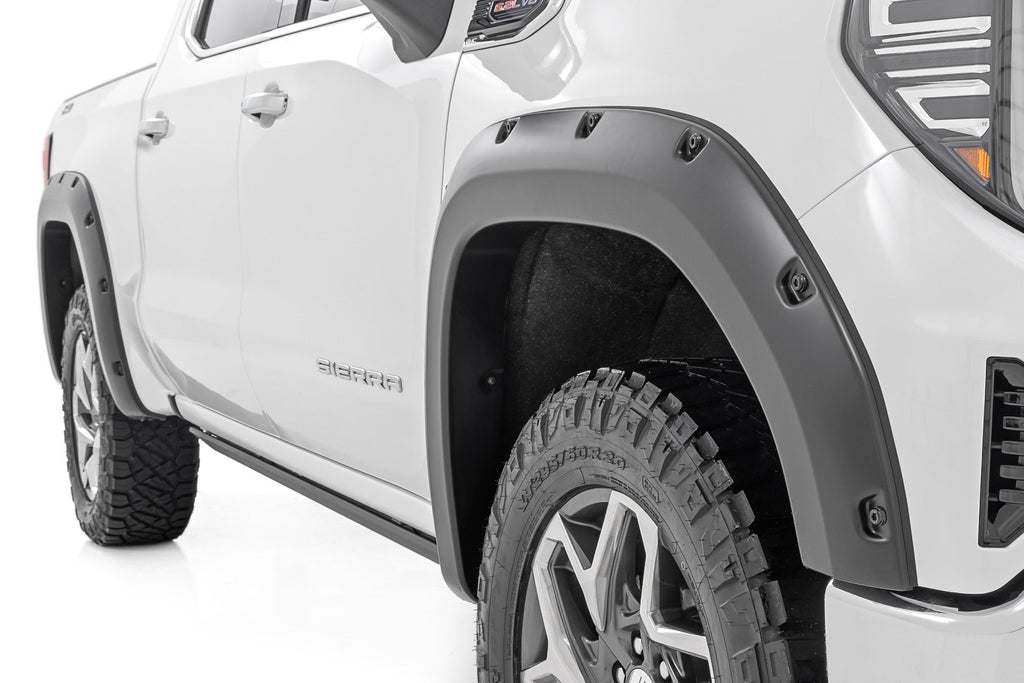 Rough Country Fender Flares Traditional Pocket Fender Flares Flat Black GMC Sierra 1500 2WD/4WD (19-23) Rough Country - F-C11950A