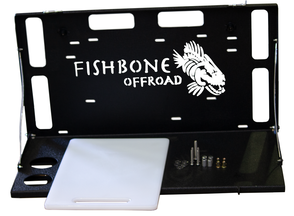 Fishbone Offroad Tailgate Table 6th Gen Ford Bronco, 18-Present Jeep Wrangler JL and 07-18 Jeep Wrangler JK Tailgate Table Fishbone Offroad - FB21358