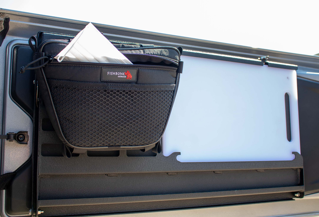 Fishbone Offroad Tailgate Table 6th Gen Ford Bronco, 18-Present Jeep Wrangler JL and 07-18 Jeep Wrangler JK Tailgate Table Fishbone Offroad - FB21358